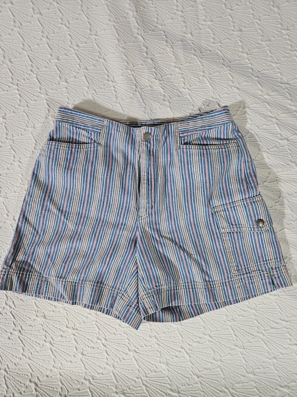 Liz Claiborne Multicolor Striped Casual Denim Shorts Size 8